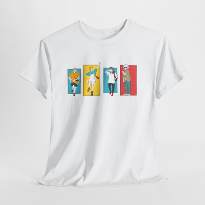Retro Dancer Graphic Tee — Color Block Pop Art Dance Silhouettes