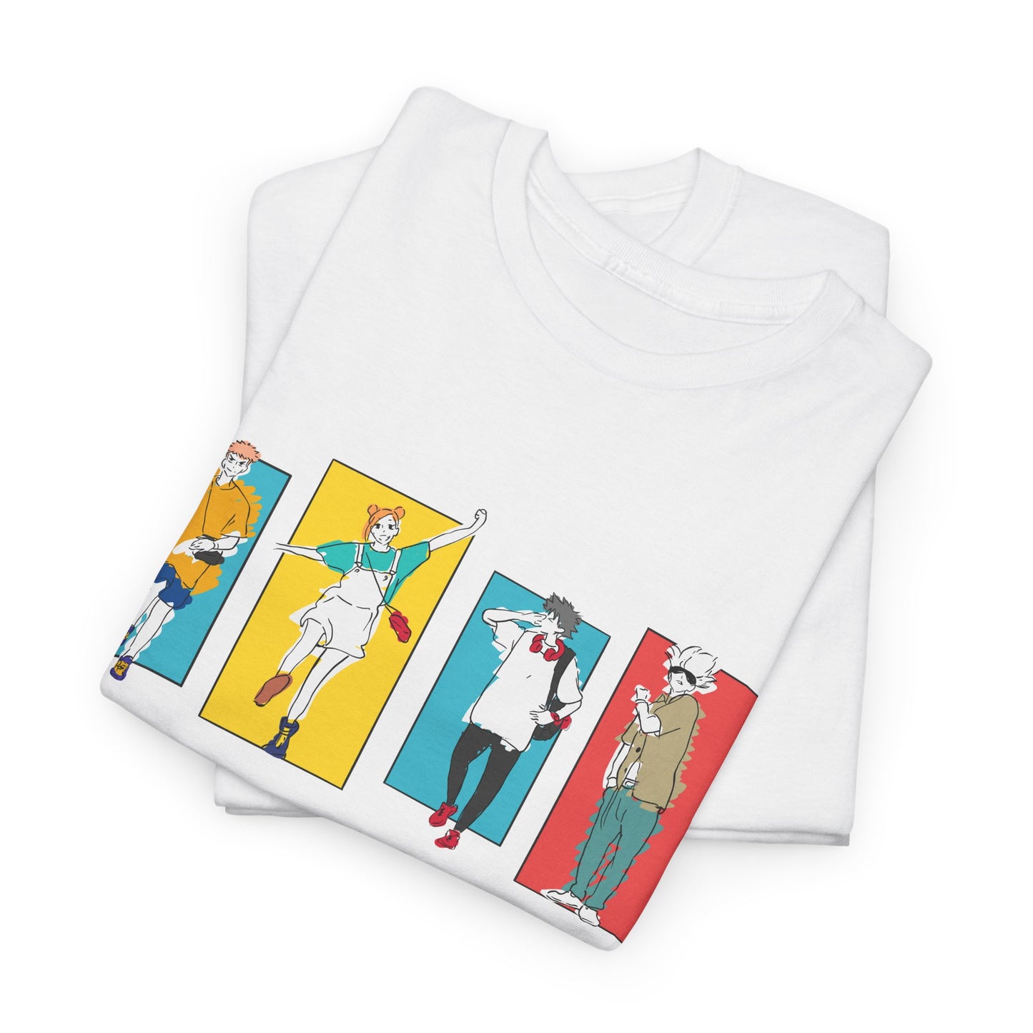 Retro Dancer Graphic Tee — Color Block Pop Art Dance Silhouettes
